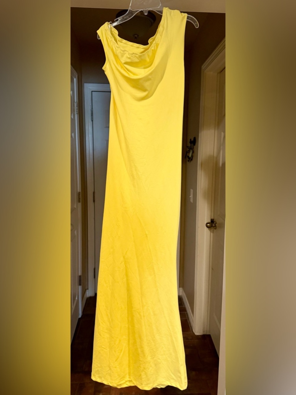 SHEIN Yellow Cowl Neck Maxi Dress